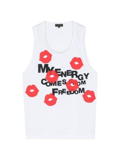 Lips-print scoop-neck tank top