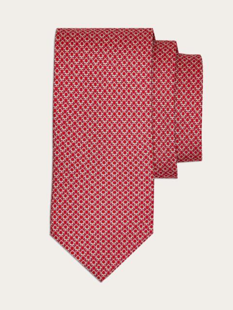 Gancini print silk tie