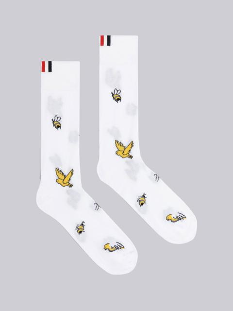 Thom Browne Mercerized Cotton Birds and Bees Mid Calf Socks