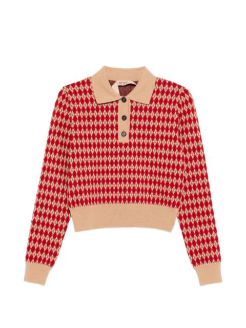 N°21 diamond-pattern polo shirt