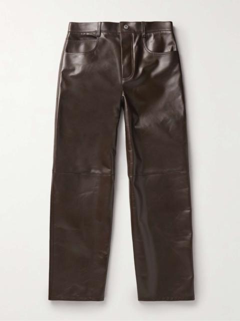 Straight-Leg Panelled Leather Trousers