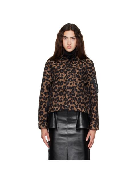 sacai Beige Leopard x Nylon Twill Jacket