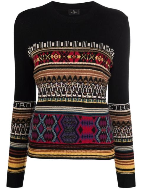 Etro patterned intarsia-knit jumper
