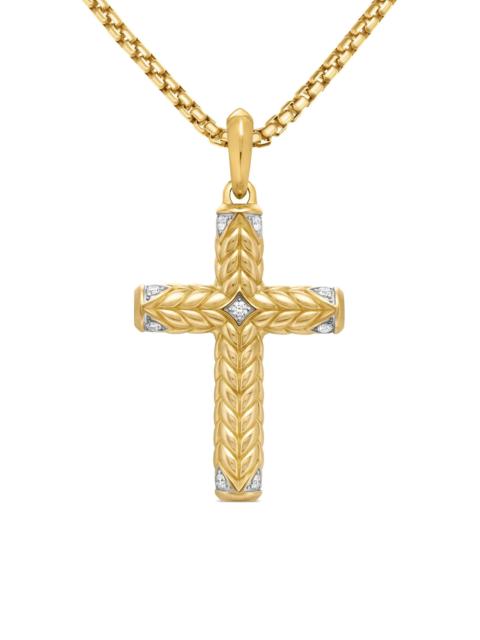 DAVID YURMAN Men's Chevron Sculpted Cross Pendant in 18K Yellow Gold with Diamonds, 49MM - Diamond