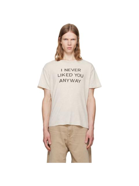 R13 Beige 'I Never Liked You' Boy T-shirt
