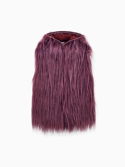 GIORGIO ARMANI LONG-HAIRED FUR VEST WITH NEVE HOOD