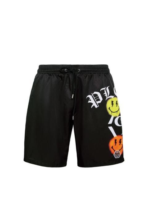 PHILIPP PLEIN logo-print swim shorts