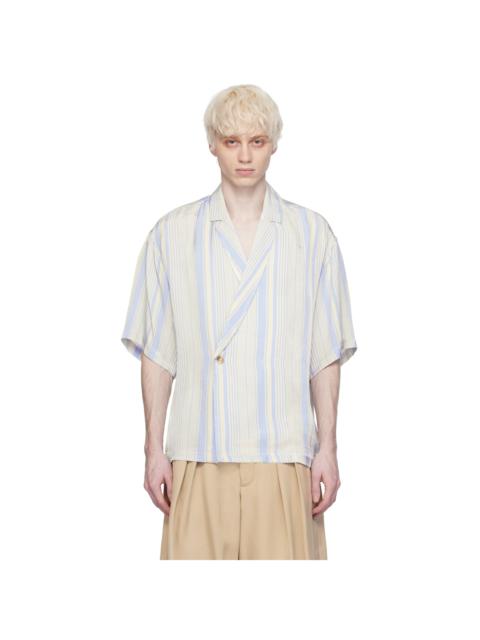 KING & TUCKFIELD Off-White Notch Collar Wrap Shirt