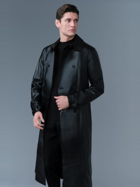 CARSON Leather Trench Coat with Belt