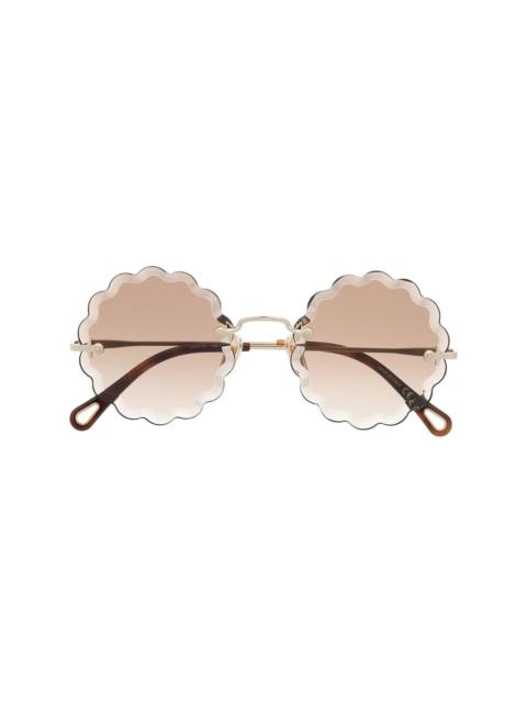 scalloped round frame sunglasses
