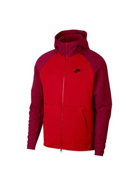 Nike Nike Splicing hooded Colorblock Casual Jacket Red 928484-657