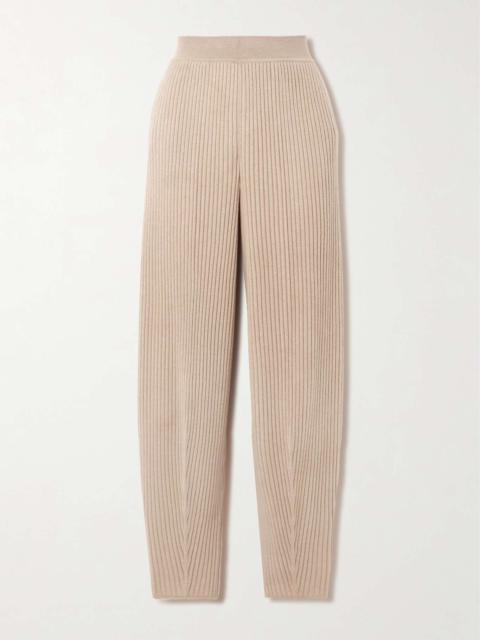 Ribbed cashmere tapered pants
