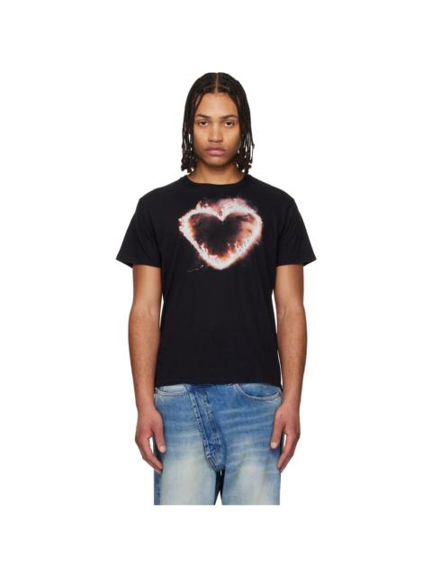 R13 Black 'Flaming Heart' Boy T-shirt