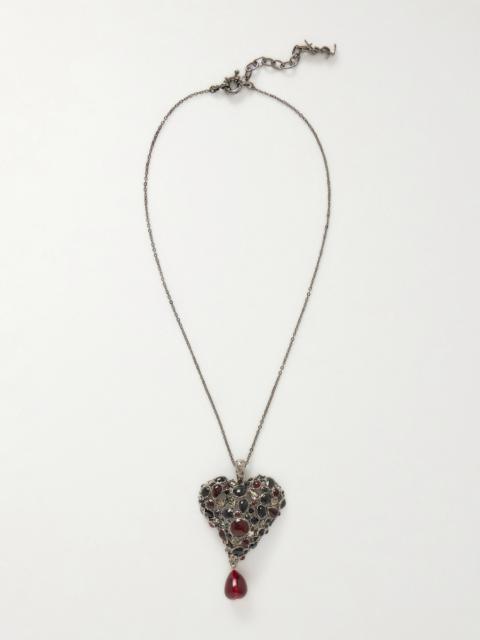 SAINT LAURENT Silver-tone Crystal Necklace