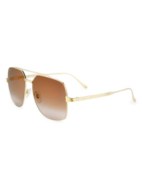 Cartier Women's Santos De 58MM Aviator Sunglasses - Gold