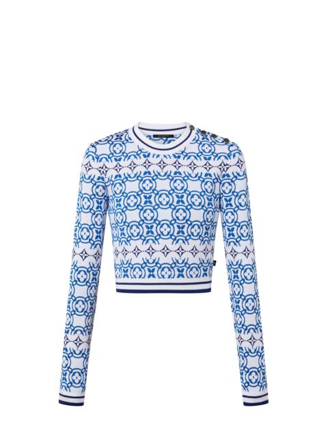 Louis Vuitton Monogram Flower Tile Jacquard Cropped Pullover