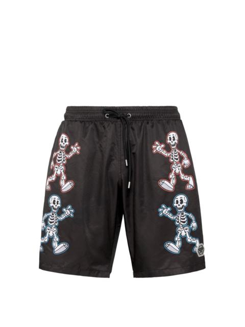 skeleton-print swim shorts