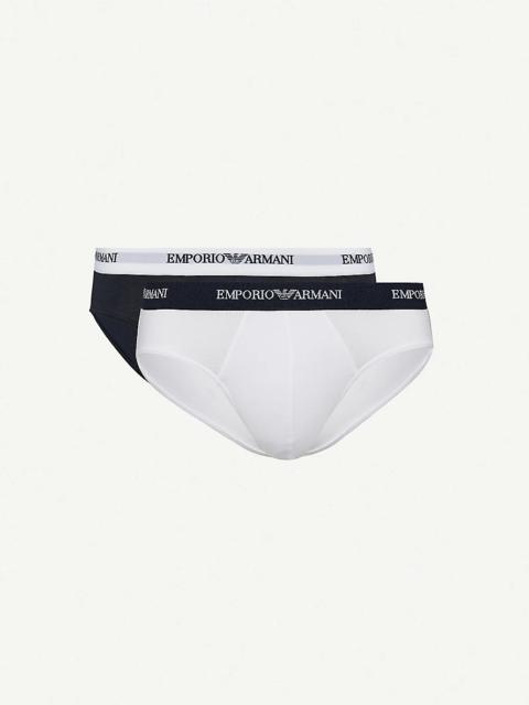 EMPORIO ARMANI Pack of two logo slim-fit cotton briefs