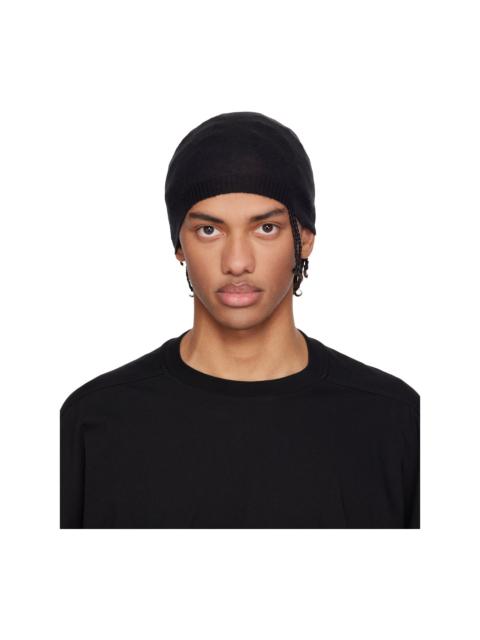 Rick Owens Black Temple Rasato Knit Beanie