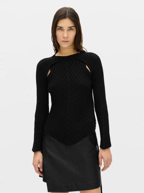 Ann Demeulemeester Wilja Diagonal Rib Sweater with Cut Out Armhole Detail