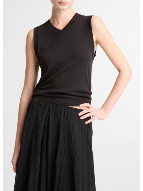 Vince Pima Cotton-Blend High V-Neck Shell