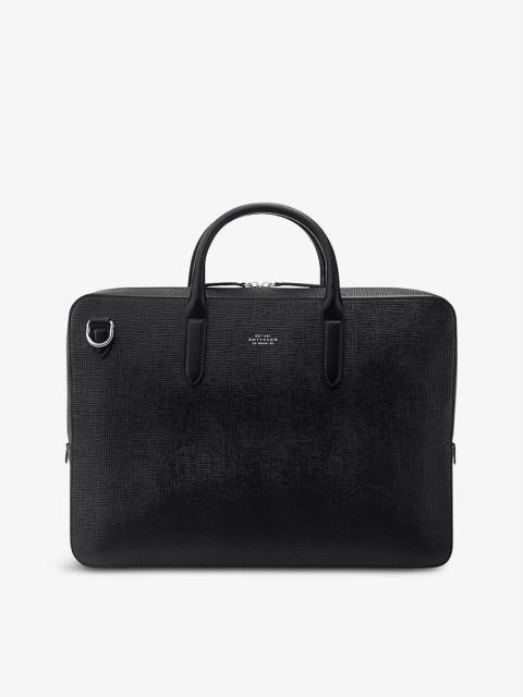 Panama cross-grain leather briefcase