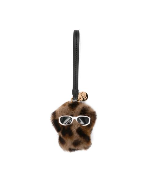 VERSACE leopard-print textured keyring