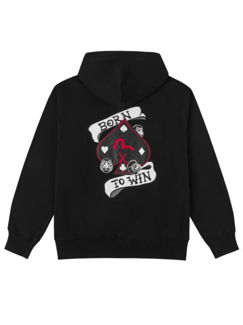 EVISU Poker Spade Embroidery Zip-up Hoodie - Black