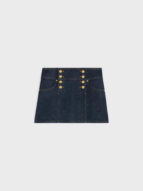 CELINE trapeze mini skirt in rinsed wash denim