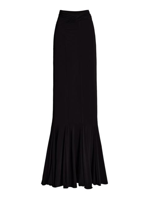 V-Waist Flared Jersey Maxi Skirt black