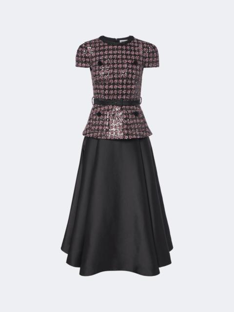 self-portrait Sequined bouclé and taffeta midi dress