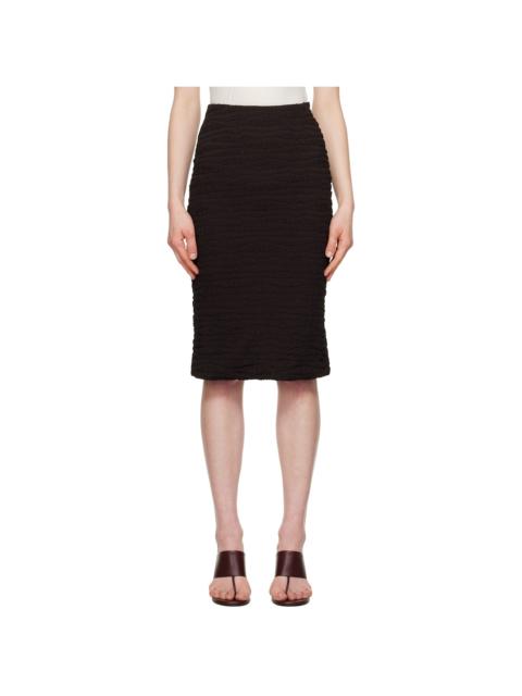 Jil Sander Brown Shirring Midi Skirt