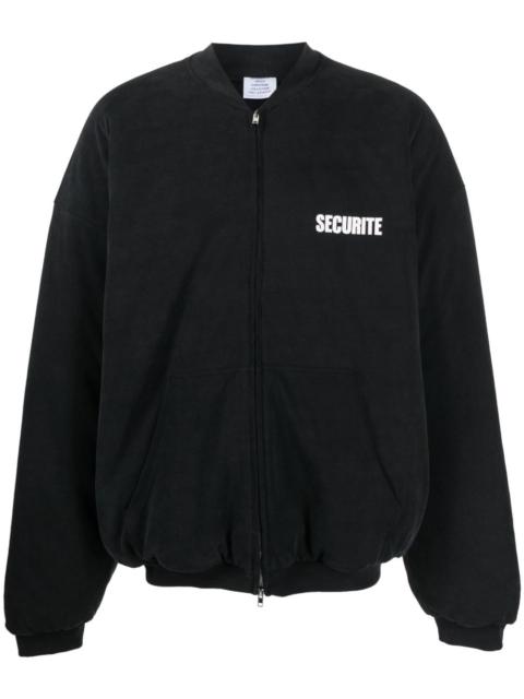 VETEMENTS slogan-print cotton bomber jacket