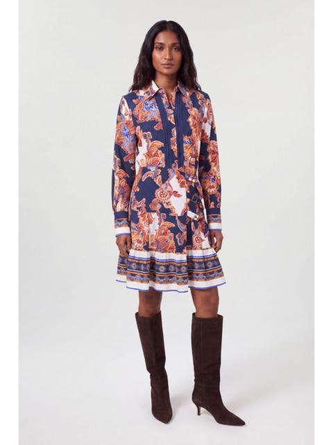 KAREN MILLEN Petite Baroque Print Belt Detail Viscose Mini Shirt Dress