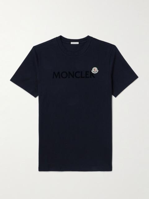 Moncler Slim-Fit Logo-Flocked Cotton-Jersey T-Shirt Navy