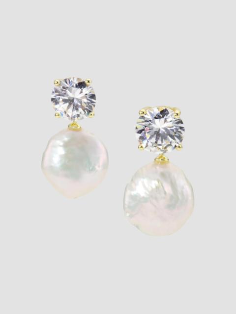 SHASHI Women's Cleo 14K-Gold-Plated, Freshwater Pearl & Cubic Zirconia Drop Earrings - Pearl
