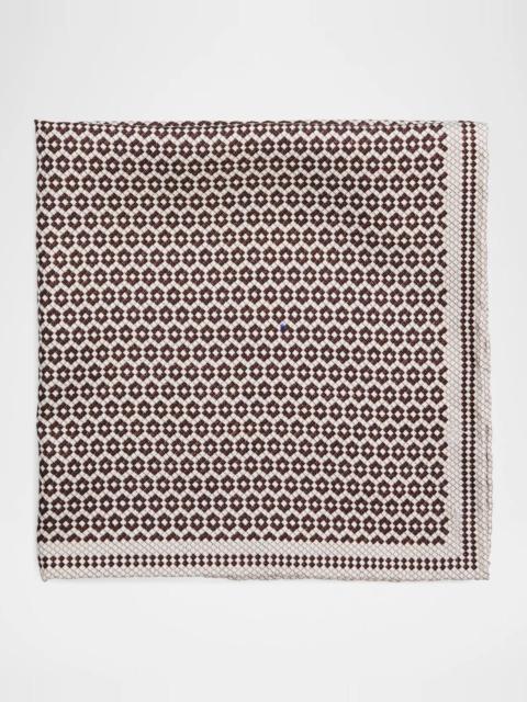 Brunello Cucinelli Men's Micro-Hexagon Silk Pocket Square