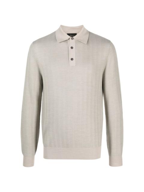 long-sleeve wool polo shirt
