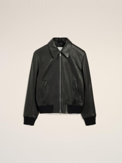 AMI Paris BLACK LAMB LEATHER ZIPPED JACKET