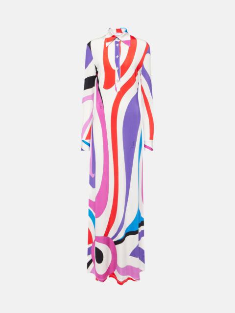 Marmo-printed satin jersey maxi dress