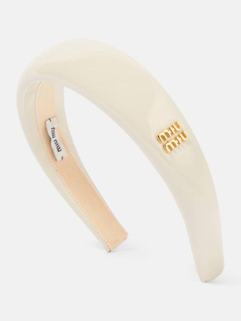 Miu Miu Bridal logo patent leather headband