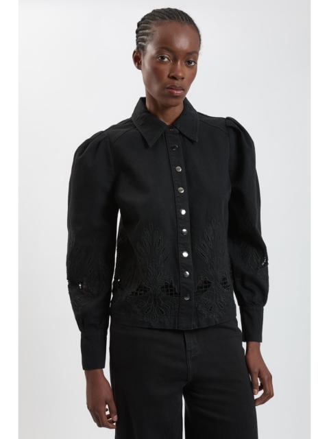 KAREN MILLEN Denim Cut Out Collared Shirt