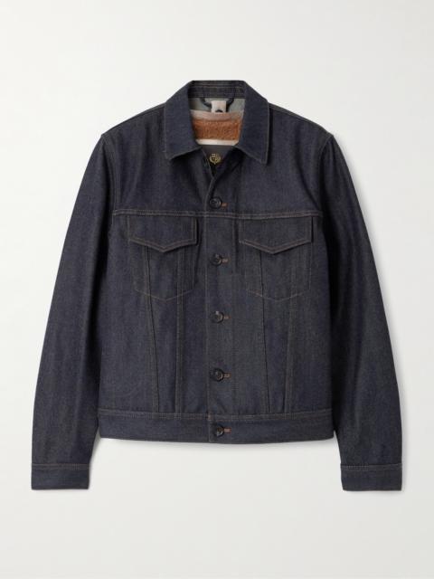 Loro Piana Kea Shearling-trimmed Cotton And Cashmere-blend Denim Jacket