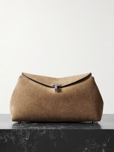 TOTEME T-Lock suede clutch Brown