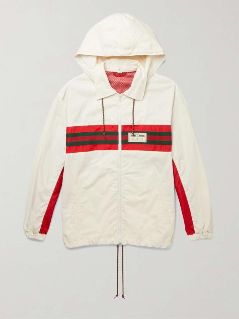 GUCCI Logo-Appliquéd Striped Hooded Shell Track Jacket