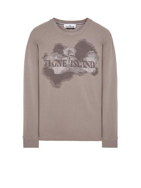 Stone Island 2RLE7 PRINTED COTTON JERSEY WITH 'CAMO THREE' EMBROIDERY DOVE GRAY