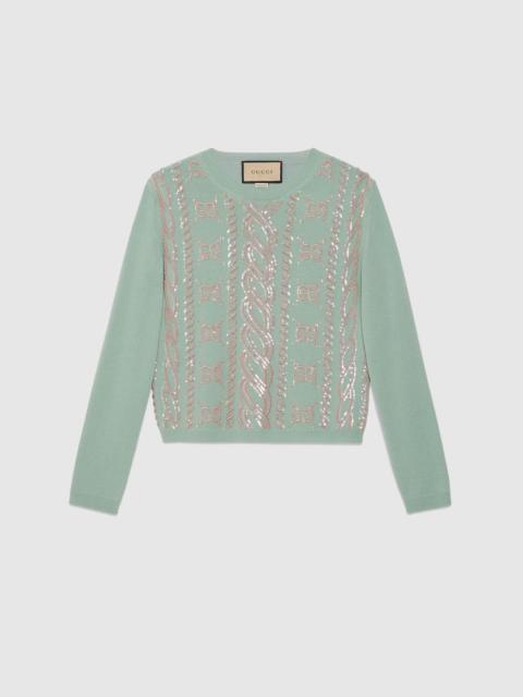 GUCCI Cashmere wool sweater with embroidery