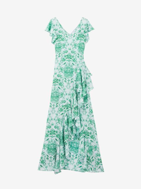 Alexander McQueen Sailor Tattoo Asymmetric Ruffle Dress