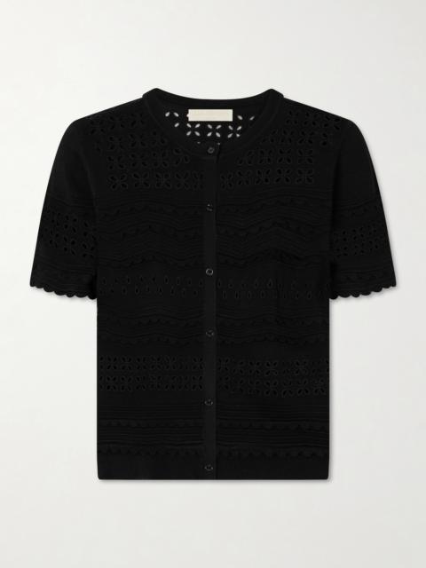 ULLA JOHNSON Abriana Eyelet-embellished Knitted Shirt