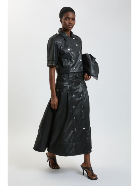 KAREN MILLEN Faux Leather Pleated Full Skirt